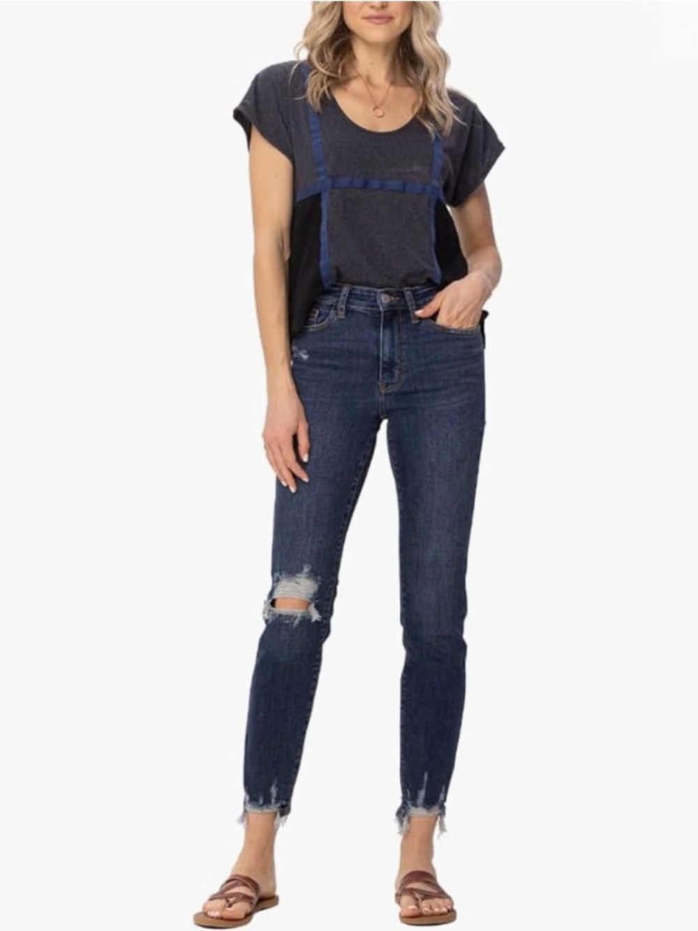 Judy Blue Mid Rise Chopped Hem Relaxed Jeans